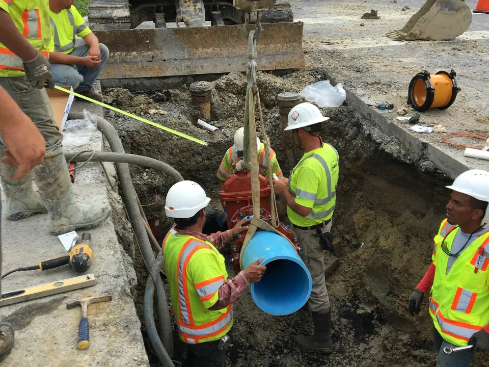 David A. Bramble INc. employees on a trench job site